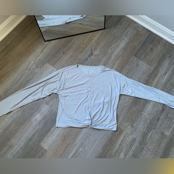 Old Navy Running Workout Athleisure Top Gray Lightweight Cinch Waist Size S Tall - Picture 4 of 9